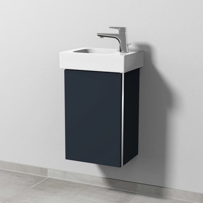 Sanipa 3way Waschtischunterbau für Keramik-Waschtisch iCon 38 cm, 1 Tür, Anschlag rechts, mit Griffleiste