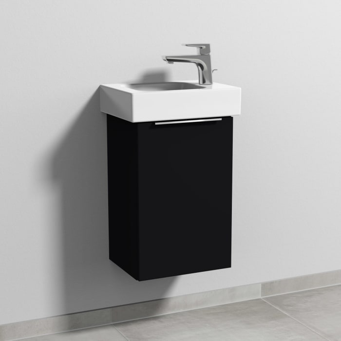 Sanipa 3way Waschtischunterbau für Keramik-Waschtisch iCon 38 cm, 1 Tür, Anschlag rechts, mit Aufsatzgriff