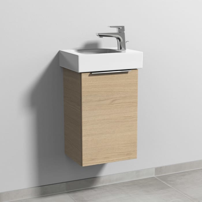 Sanipa 3way Waschtischunterbau für Keramik-Waschtisch iCon 38 cm, 1 Tür, Anschlag rechts, mit Aufsatzgriff