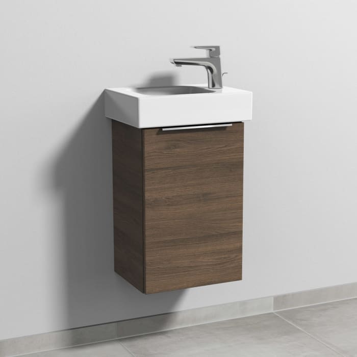 Sanipa 3way Waschtischunterbau für Keramik-Waschtisch iCon 38 cm, 1 Tür, Anschlag rechts, mit Aufsatzgriff