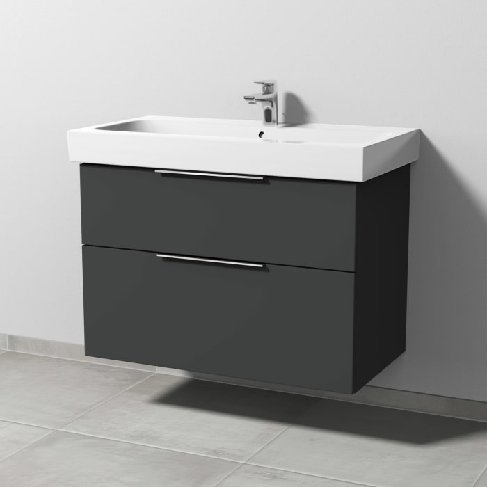 Sanipa 3way Waschtischunterbau für Keramik-Waschtisch iCon 90 cm, 2 Auszüge mit Aufsatzgriff