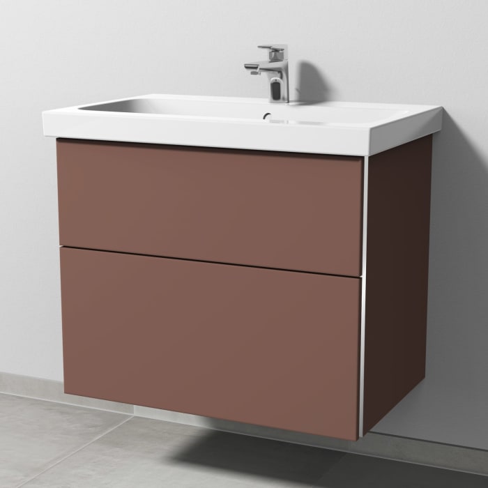 Sanipa 3way Waschtischunterbau für Keramik-Waschtisch iCon Light 75 cm, 2 Auszüge mit Griffleisten