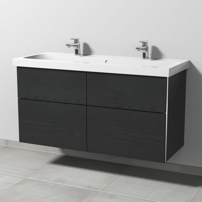 Sanipa 3way Waschtischunterbau für Keramik-Waschtisch iCon Light 120 cm, 4 Auszüge mit Griffleisten