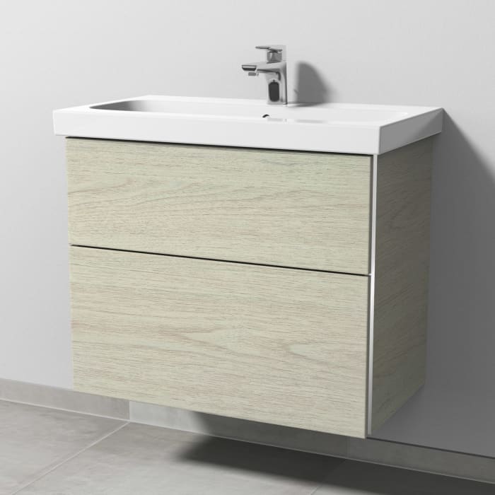 Sanipa 3way Waschtischunterbau für Keramik-Waschtisch iCon Light 75 cm, 2 Auszüge mit Griffleisten