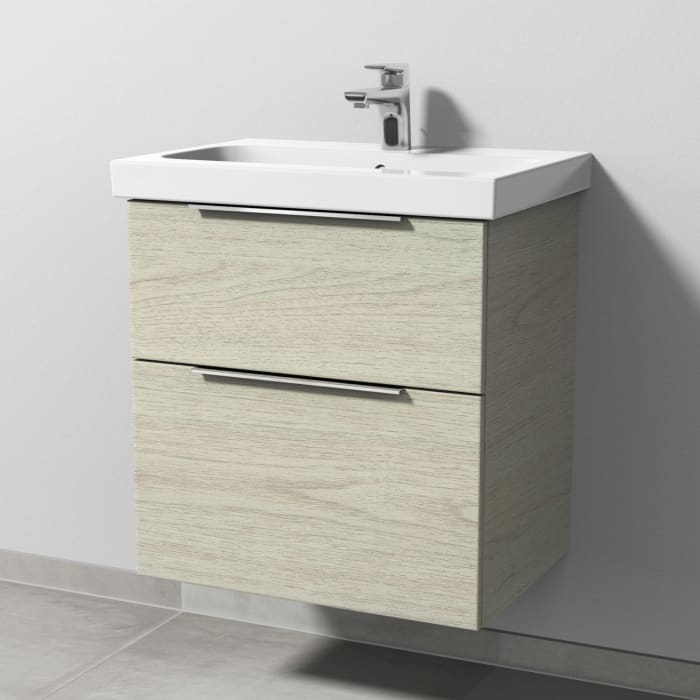 Sanipa 3way Waschtischunterbau für Keramik-Waschtisch iCon Light 60 cm, 2 Auszüge mit Aufsatzgriff