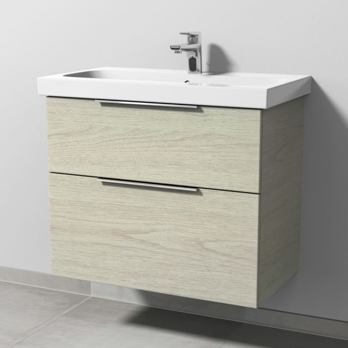 Sanipa 3way Waschtischunterbau für Keramik-Waschtisch iCon Light 75 cm, 2 Auszüge mit Aufsatzgriff