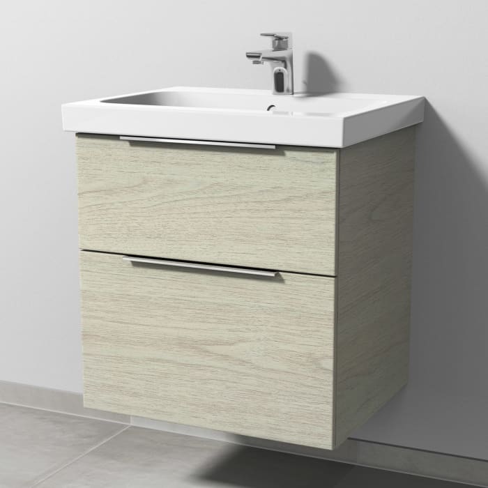 Sanipa 3way Waschtischunterbau für Keramik-Waschtisch iCon Light 60 cm, 2 Auszüge mit Aufsatzgriff