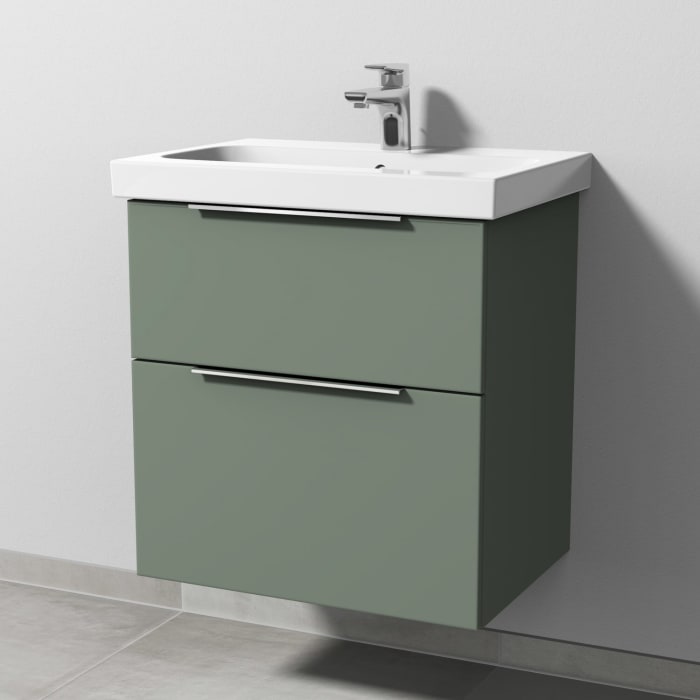 Sanipa 3way Waschtischunterbau für Keramik-Waschtisch iCon Light 60 cm, 2 Auszüge mit Aufsatzgriff