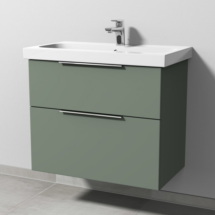 Sanipa 3way Waschtischunterbau für Keramik-Waschtisch iCon Light 75 cm, 2 Auszüge mit Aufsatzgriff