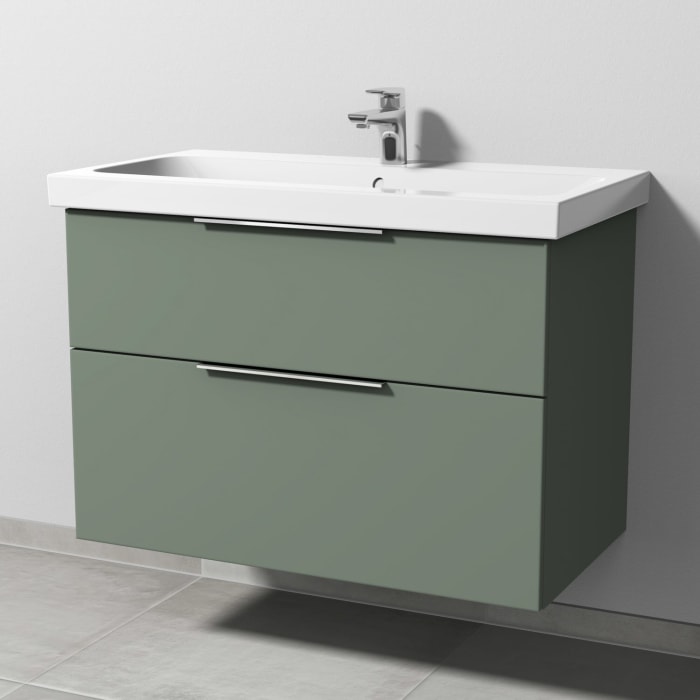 Sanipa 3way Waschtischunterbau für Keramik-Waschtisch iCon Light 90 cm, 2 Auszüge mit Aufsatzgriff