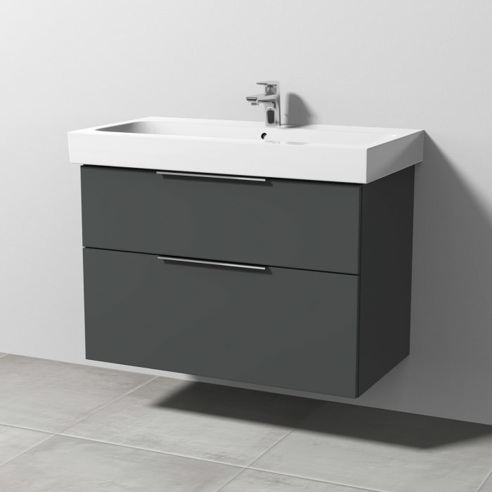 Sanipa 3way Waschtischunterbau für Keramik-Waschtisch iCon 90 cm, 2 Auszüge mit Aufsatzgriff