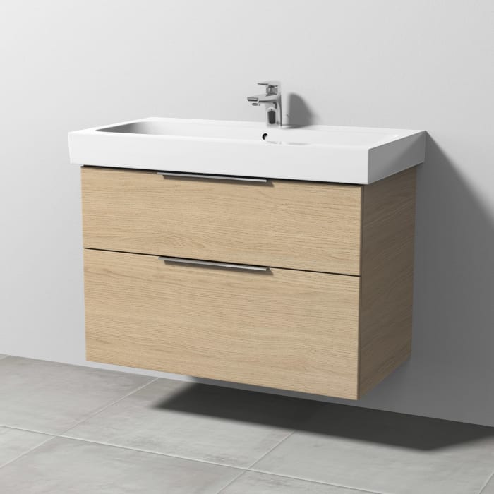 Sanipa 3way Waschtischunterbau für Keramik-Waschtisch iCon 90 cm, 2 Auszüge mit Aufsatzgriff