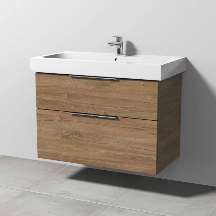 Sanipa 3way Waschtischunterbau für Keramik-Waschtisch iCon 90 cm, 2 Auszüge mit Aufsatzgriff