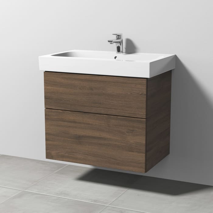 Sanipa 3way Waschtischunterbau für Keramik-Waschtisch iCon 75 cm, 2 Auszüge mit Push to open