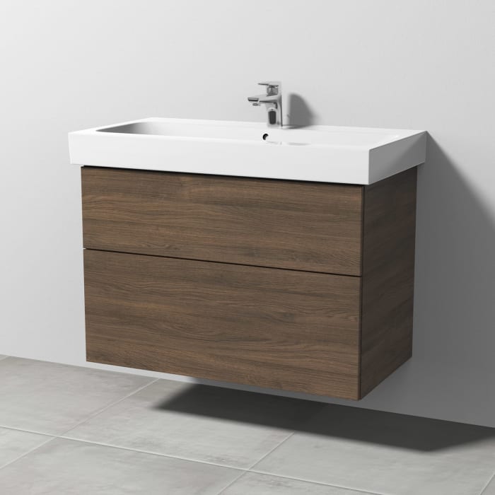 Sanipa 3way Waschtischunterbau für Keramik-Waschtisch iCon 90 cm, 2 Auszüge mit Push to open