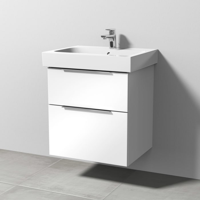 Sanipa 3way Waschtischunterbau für Keramik-Waschtisch iCon 60 cm, 2 Auszüge mit Aufsatzgriff