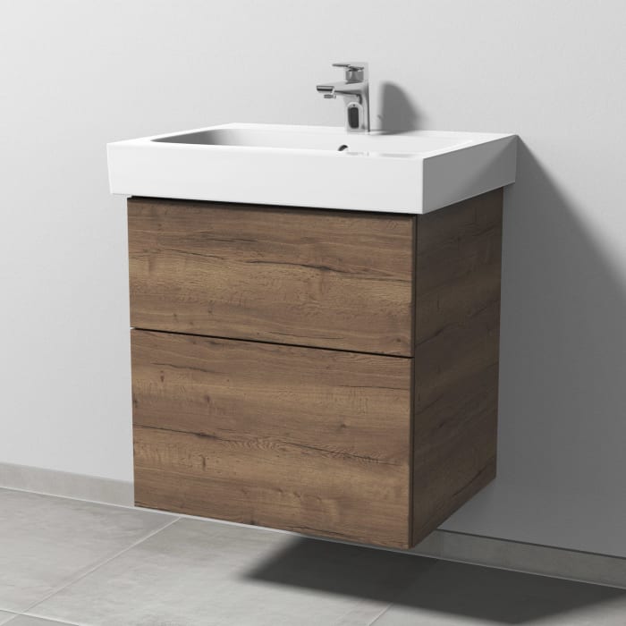 Sanipa 3way Waschtischunterbau für Keramik-Waschtisch iCon 60 cm, 2 Auszüge mit Push to open