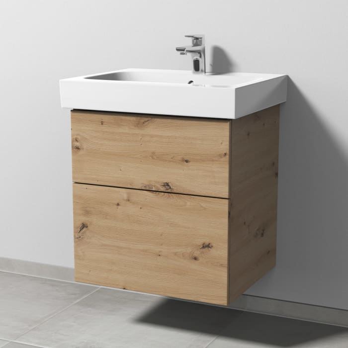 Sanipa 3way Waschtischunterbau für Keramik-Waschtisch iCon 60 cm, 2 Auszüge mit Push to open