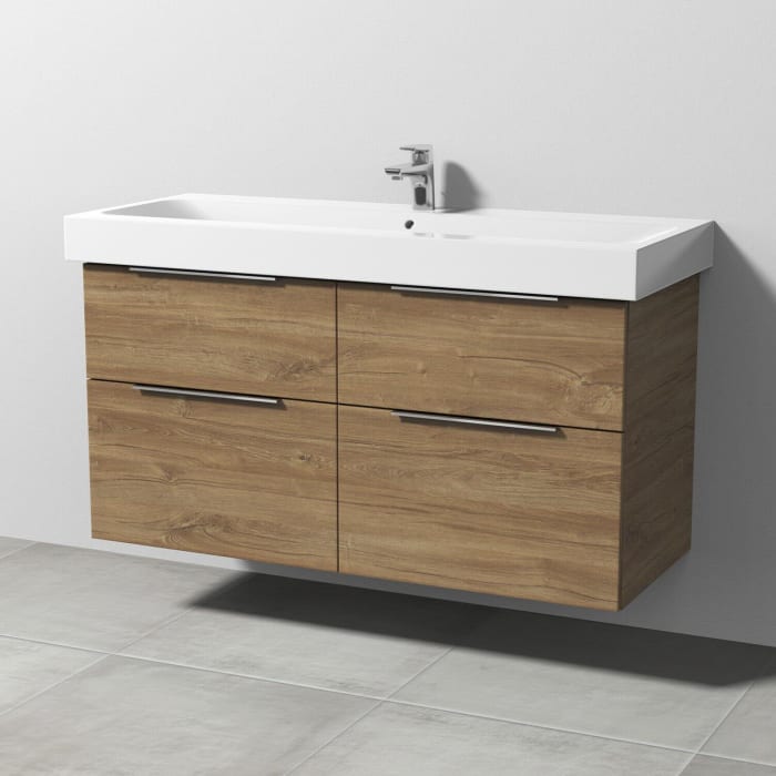Sanipa 3way Waschtischunterbau für Keramik-Waschtisch iCon 120 cm, 4 Auszüge mit Aufsatzgriff