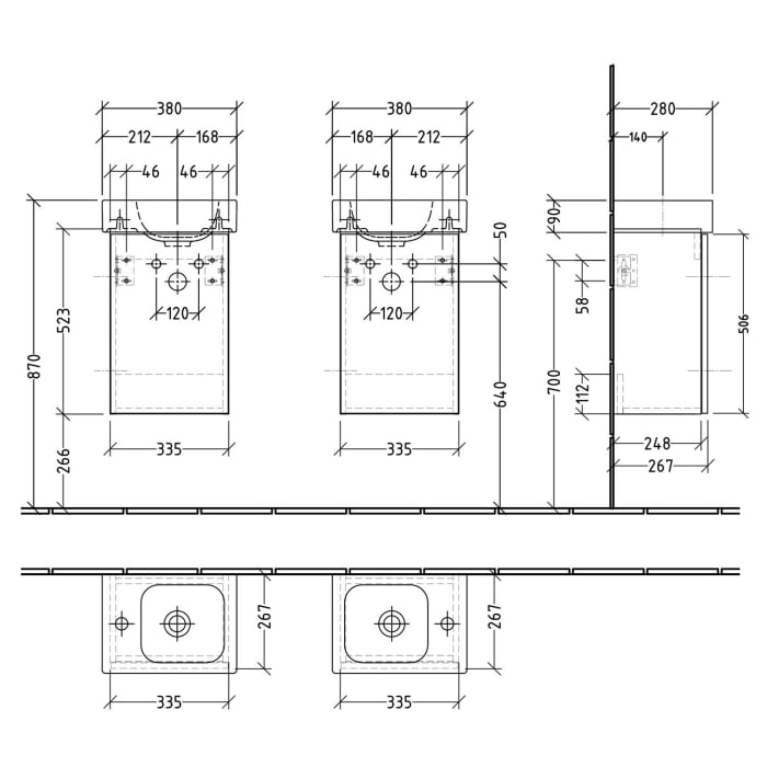 Sanipa 3way Waschtischunterbau für Keramik-Waschtisch iCon 38 cm , 1 Tür, Anschlag links, mit Push to open