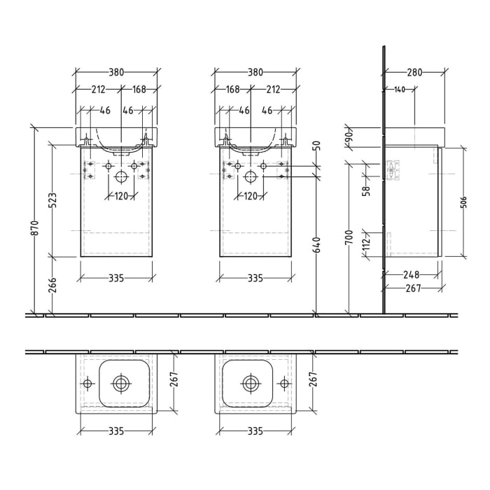Sanipa 3way Waschtischunterbau für Keramik-Waschtisch iCon 38 cm, 1 Tür, Anschlag rechts, mit Push to open