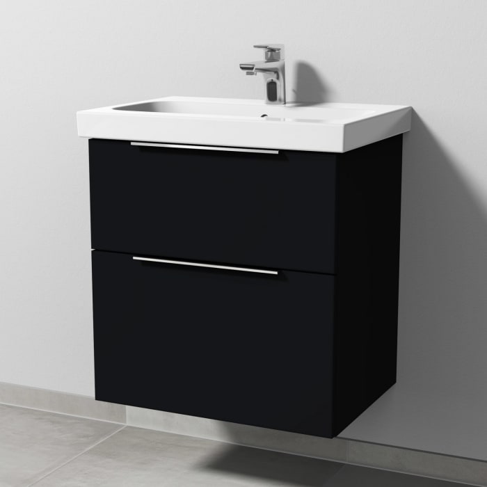 Sanipa 3way Waschtischunterbau für Keramik-Waschtisch iCon Light 60 cm, 2 Auszüge mit Aufsatzgriff