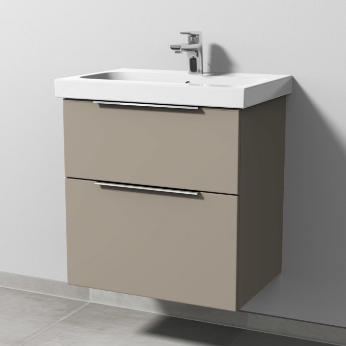 Sanipa 3way Waschtischunterbau für Keramik-Waschtisch iCon Light 60 cm, 2 Auszüge mit Aufsatzgriff