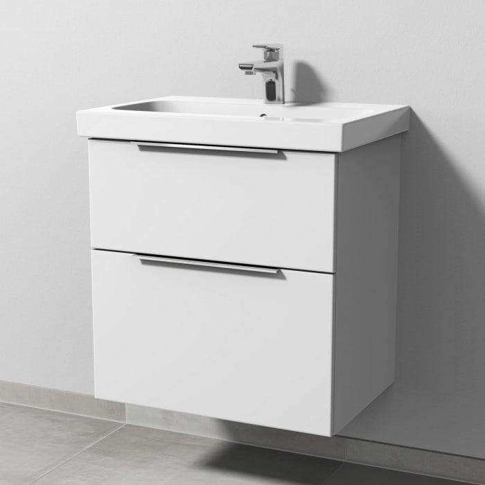 Sanipa 3way Waschtischunterbau für Keramik-Waschtisch iCon Light 60 cm, 2 Auszüge mit Aufsatzgriff
