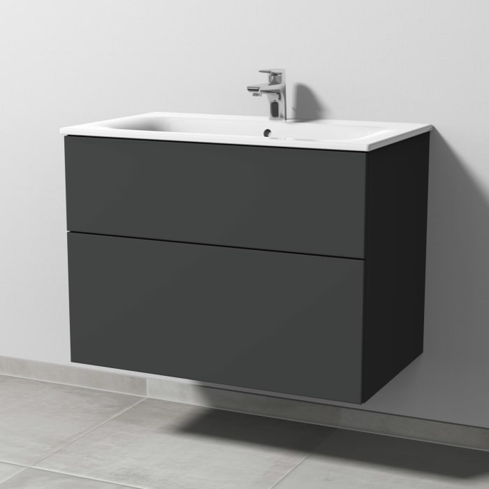 Sanipa 3way Waschtischunterbau für Keramik-Waschtisch Renova Plan Slim 80 cm, 2 Auszüge mit Push to open