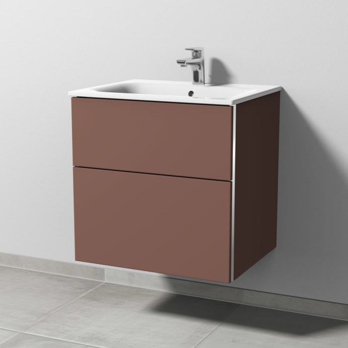 Sanipa 3way Waschtischunterbau für Keramik-Waschtisch Renova Plan Slim 60 cm, 2 Auszüge mit Griffleisten