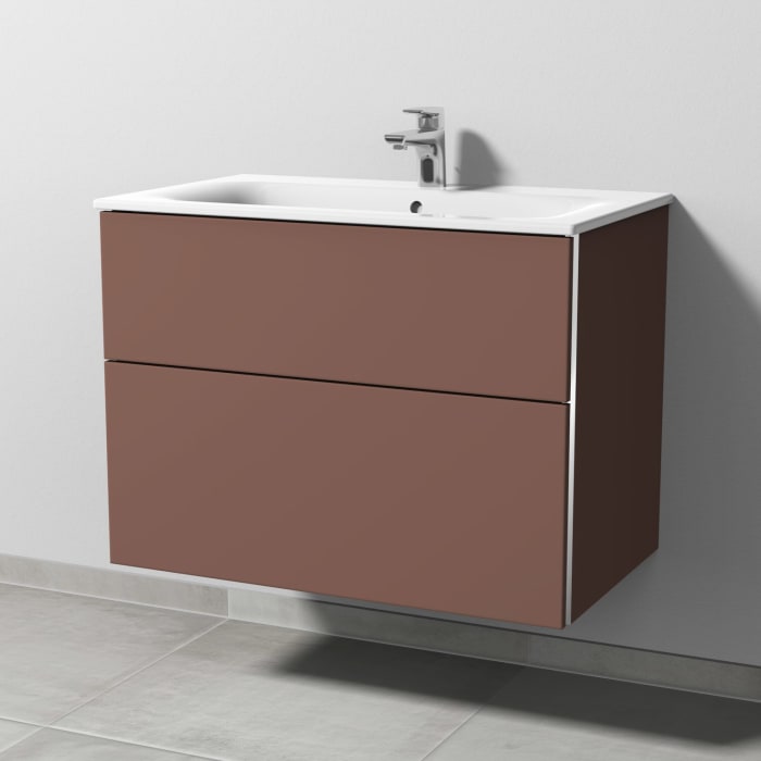 Sanipa 3way Waschtischunterbau für Keramik-Waschtisch Renova Plan Slim 80 cm, 2 Auszüge mit Griffleisten