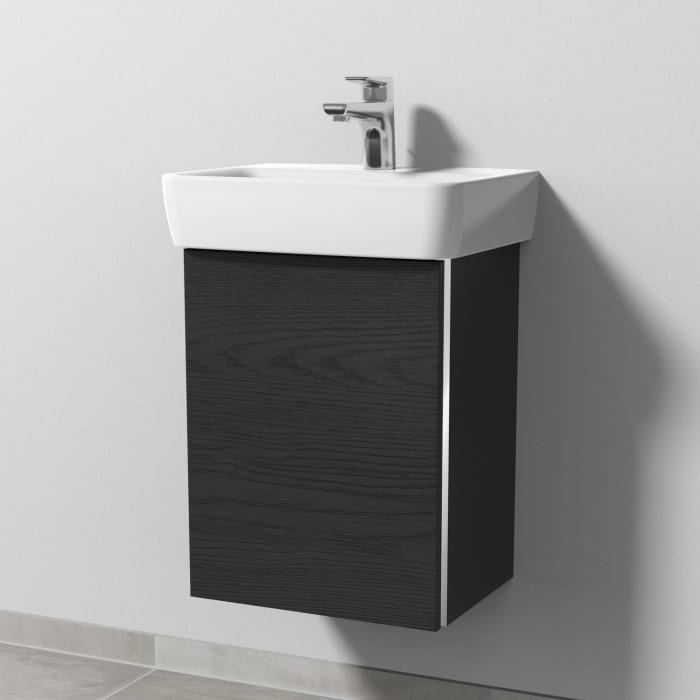 Sanipa 3way Waschtischunterbau für Keramik-Waschtisch Renova Plan 45 cm, 1 Tür, Anschlag links, mit Griffleiste