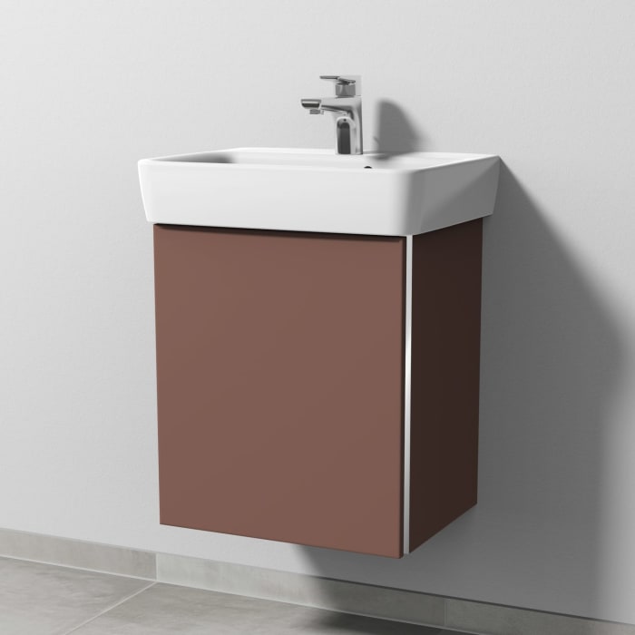 Sanipa 3way Waschtischunterbau für Keramik-Waschtisch Renova Plan 50 cm, 1 Tür, Anschlag links, mit Griffleiste