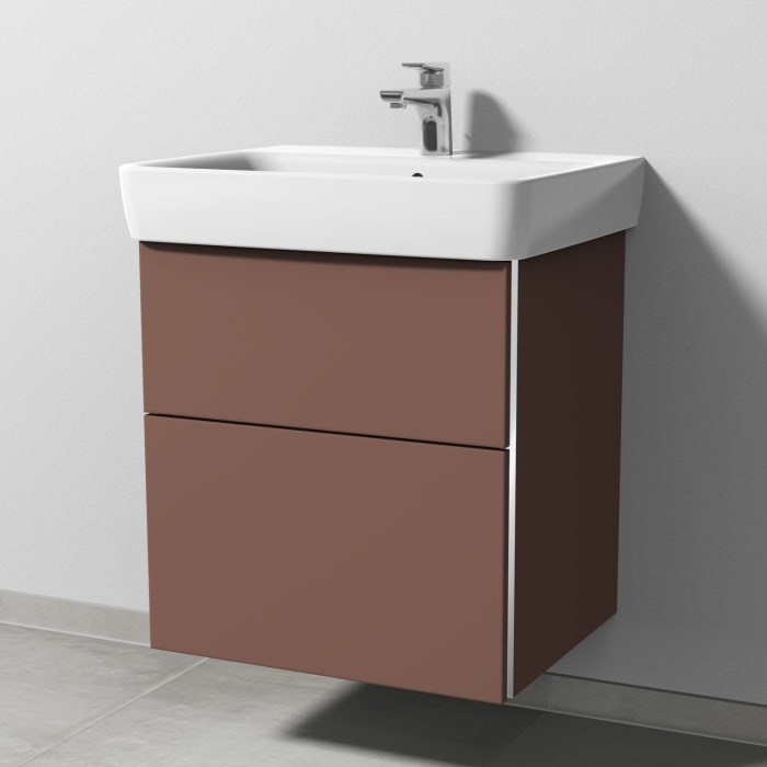 Sanipa 3way Waschtischunterbau für Keramik-Waschtisch Renova Plan 60 cm, 2 Auszüge mit Griffleisten