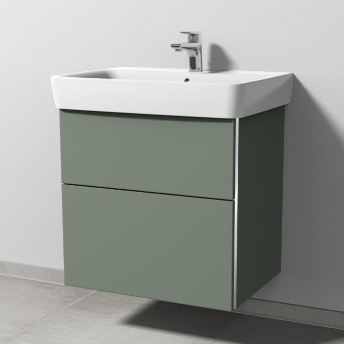 Sanipa 3way Waschtischunterbau für Keramik-Waschtisch Renova Plan 65 cm, 2 Auszüge mit Griffleisten