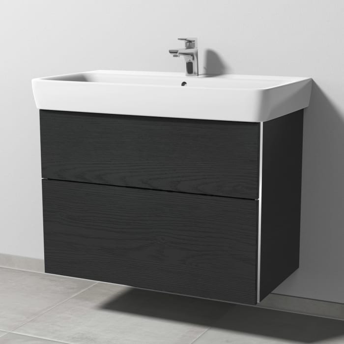 Sanipa 3way Waschtischunterbau für Keramik-Waschtisch Renova Plan 85 cm, 2 Auszüge mit Griffleisten
