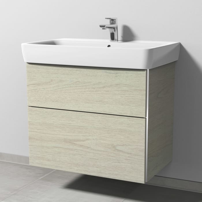 Sanipa 3way Waschtischunterbau für Keramik-Waschtisch Renova Plan 75 cm, 2 Auszüge mit Griffleisten