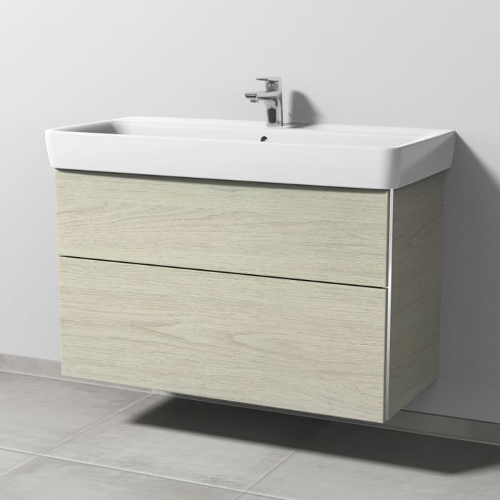 Sanipa 3way Waschtischunterbau für Keramik-Waschtisch Renova Plan 100 cm, 2 Auszüge mit Griffleisten