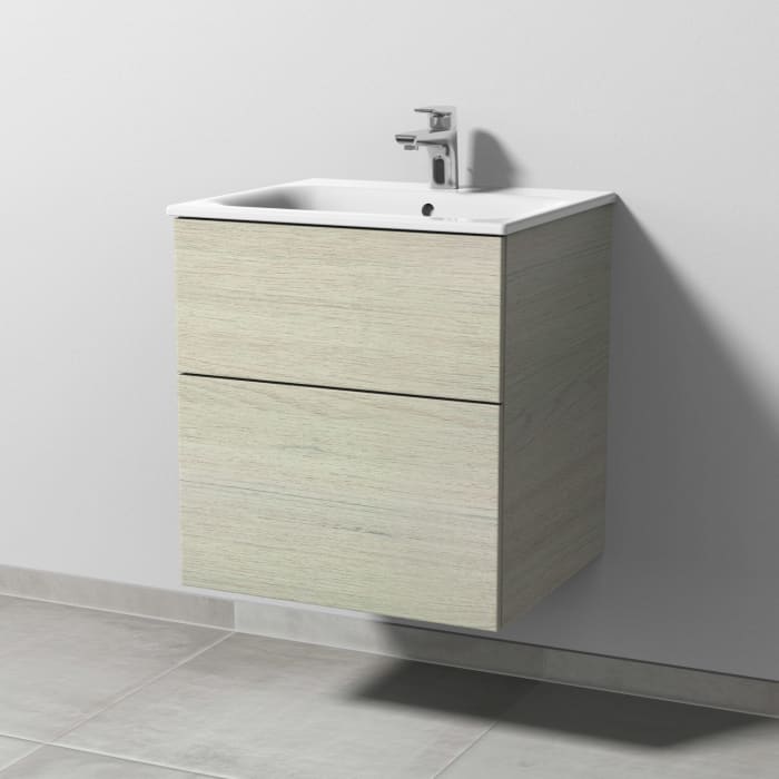 Sanipa 3way Waschtischunterbau für Keramik-Waschtisch Renova Plan Slim 55 cm, 2 Auszüge mit Push to open