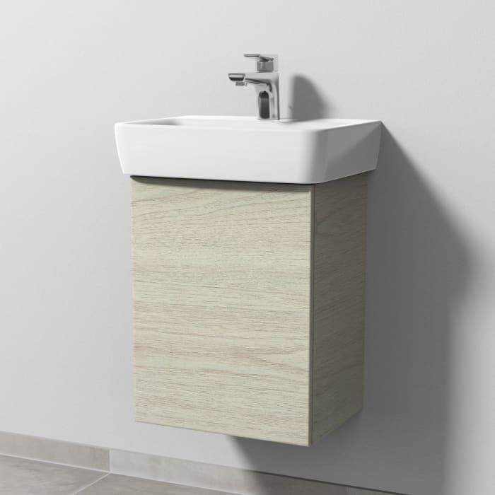 Sanipa 3way Waschtischunterbau für Keramik-Waschtisch Renova Plan 45 cm, 1 Tür, Anschlag links, mit Push to open