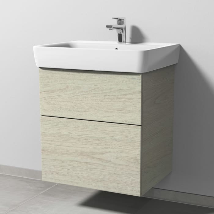 Sanipa 3way Waschtischunterbau für Keramik-Waschtisch Renova Plan 60 cm, 2 Auszüge mit Push to open