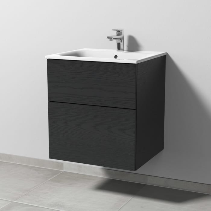 Sanipa 3way Waschtischunterbau für Keramik-Waschtisch Renova Plan Slim 55 cm, 2 Auszüge mit Push to open