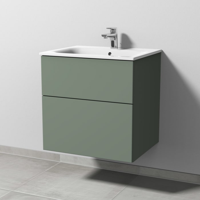 Sanipa 3way Waschtischunterbau für Keramik-Waschtisch Renova Plan Slim 60 cm, 2 Auszüge mit Push to open