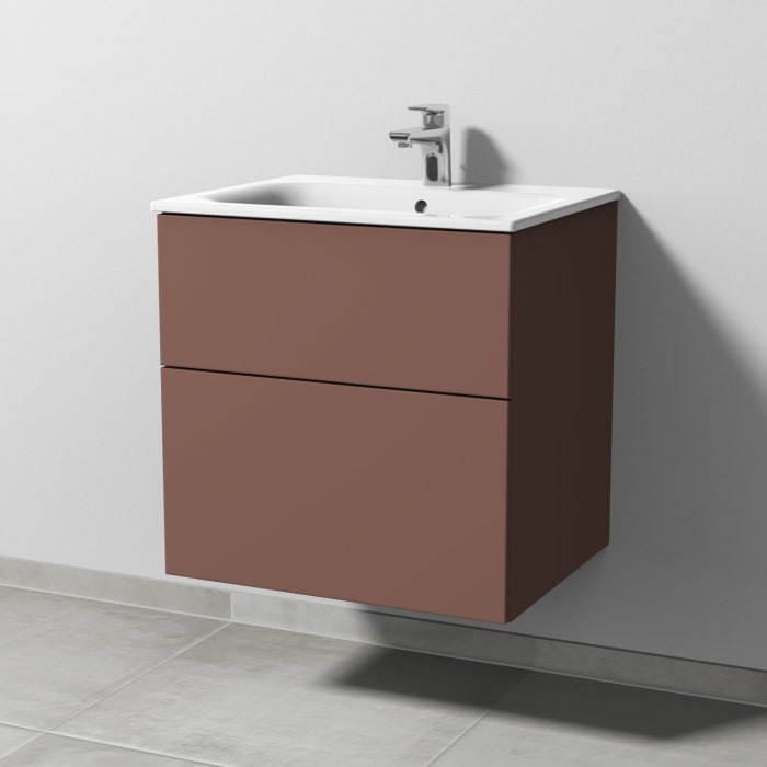 Sanipa 3way Waschtischunterbau für Keramik-Waschtisch Renova Plan Slim 60 cm, 2 Auszüge mit Push to open