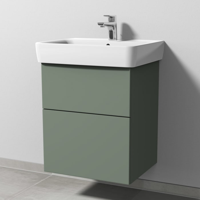 Sanipa 3way Waschtischunterbau für Keramik-Waschtisch Renova Plan 55 cm, 2 Auszüge mit Push to open