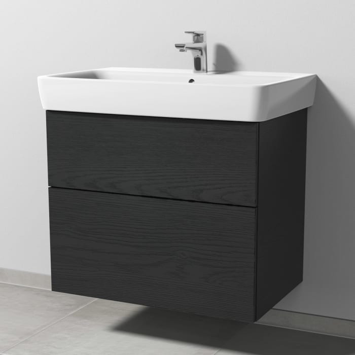 Sanipa 3way Waschtischunterbau für Keramik-Waschtisch Renova Plan 75 cm, 2 Auszüge mit Push to open