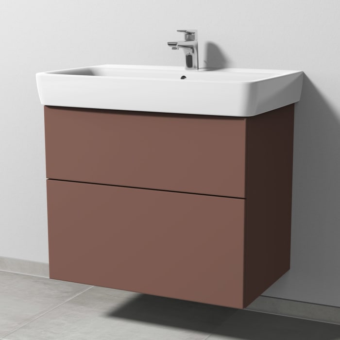 Sanipa 3way Waschtischunterbau für Keramik-Waschtisch Renova Plan 75 cm, 2 Auszüge mit Push to open