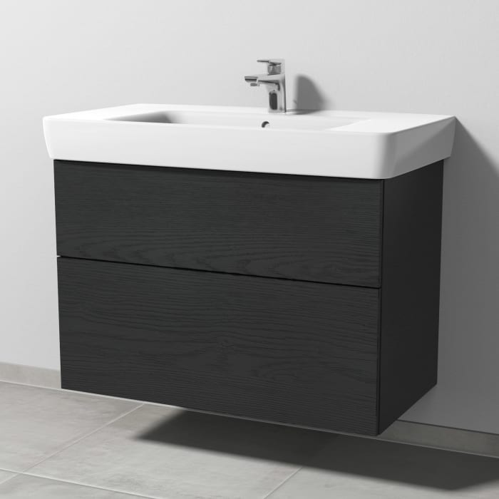 Sanipa 3way Waschtischunterbau für Keramik-Waschtisch Renova Plan 90 cm, 2 Auszüge mit Push to open