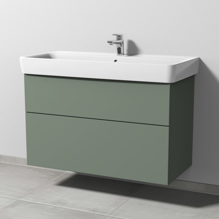 Sanipa 3way Waschtischunterbau für Keramik-Waschtisch Renova Plan 100 cm, 2 Auszüge mit Push to open