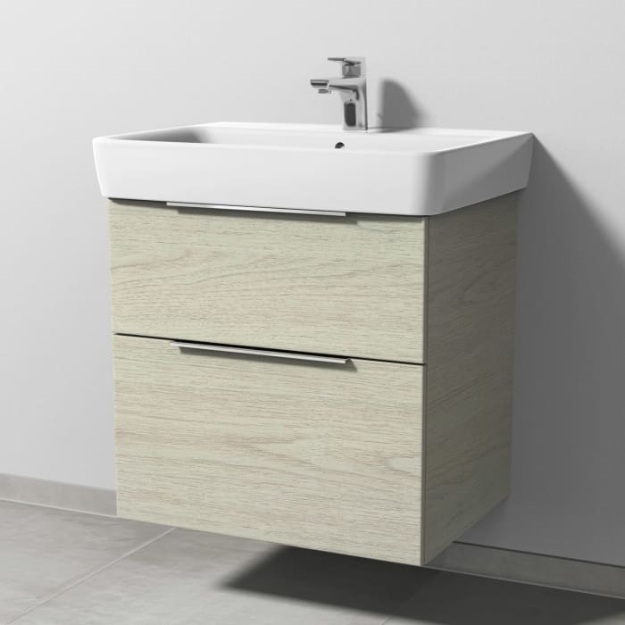 Sanipa 3way Waschtischunterbau für Keramik-Waschtisch Renova Plan 65 cm, 2 Auszüge mit Aufsatzgriff